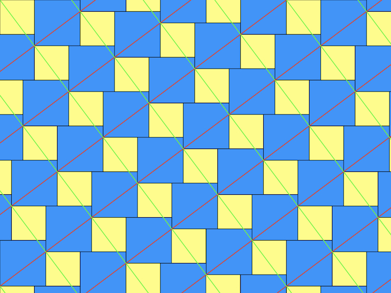 tessellation with red and green diagonals